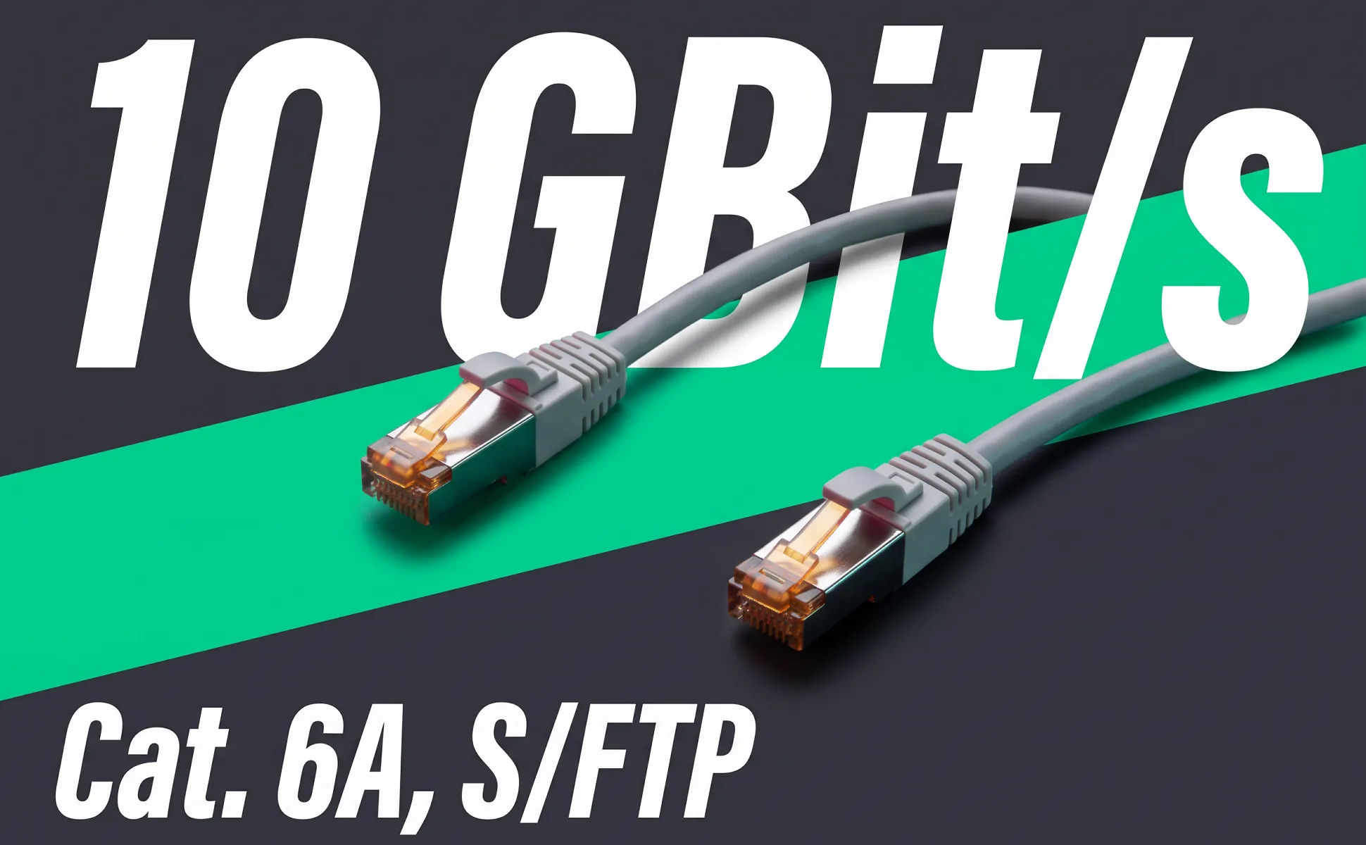 A+ image "Big number" for Cat 6A patch cable, 0.25 m in the Dynamic style, German text: 10 GBit/s, Cat. 6A, S/FTP