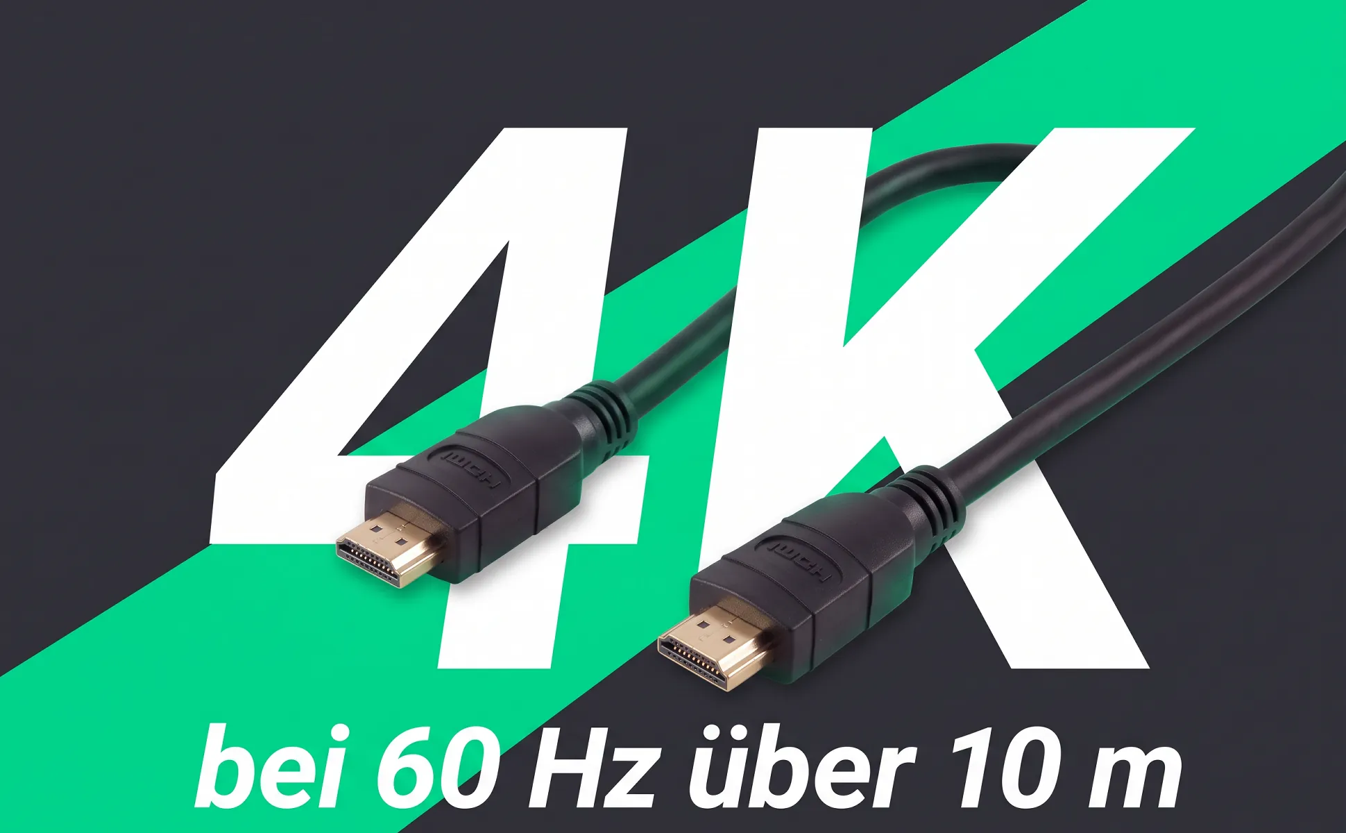 A+ image "Big number" for HDMI cable, 10 m in the Dynamic style, German text: 4K, bei 60 Hz über 10 m