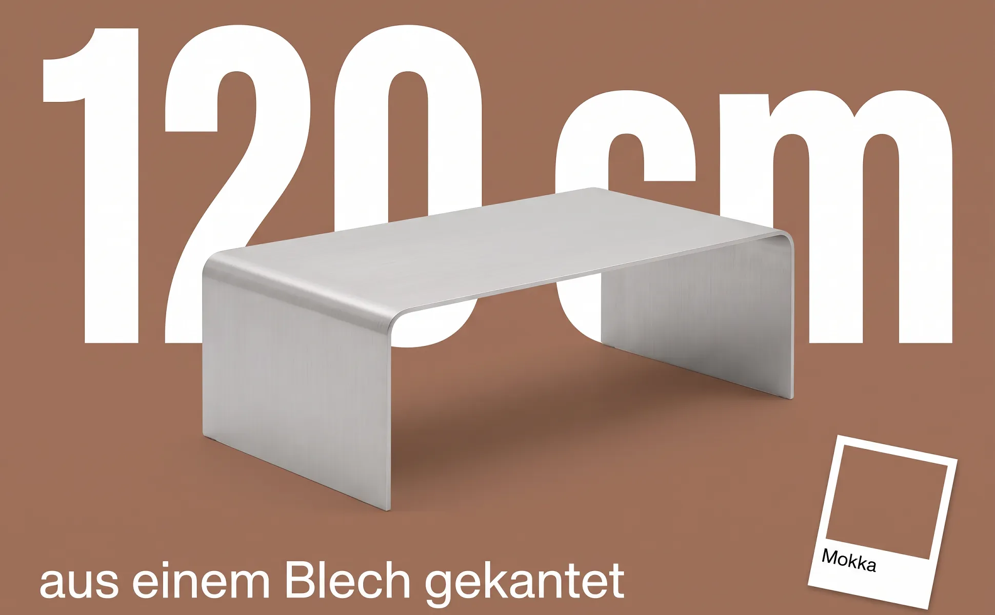 A+ Bild „Riesenzahl“ für Couchtisch aus gekantetem Aluminium im Stil Farbkarte: 120 cm, aus einem Blech gekantet, Mokka