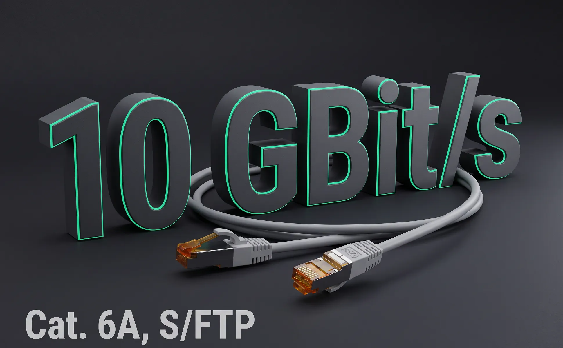A+ Bild „Riesenzahl“ für Patchkabel Cat. 6A, 0,25 m im Stil Graphit 3D: 10 GBit/s, Cat. 6A, S/FTP
