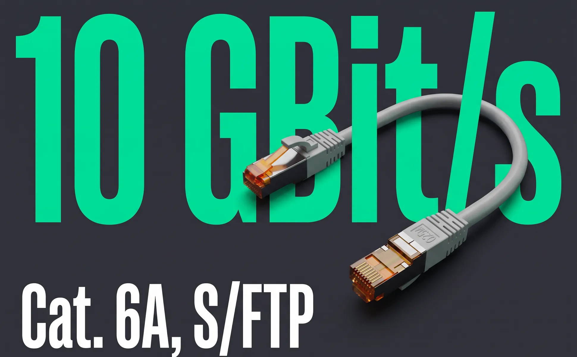 A+ Bild „Riesenzahl“ für Patchkabel Cat. 6A, 0,25 m im Stil Graphit-Poster: 10 GBit/s, Cat. 6A, S/FTP