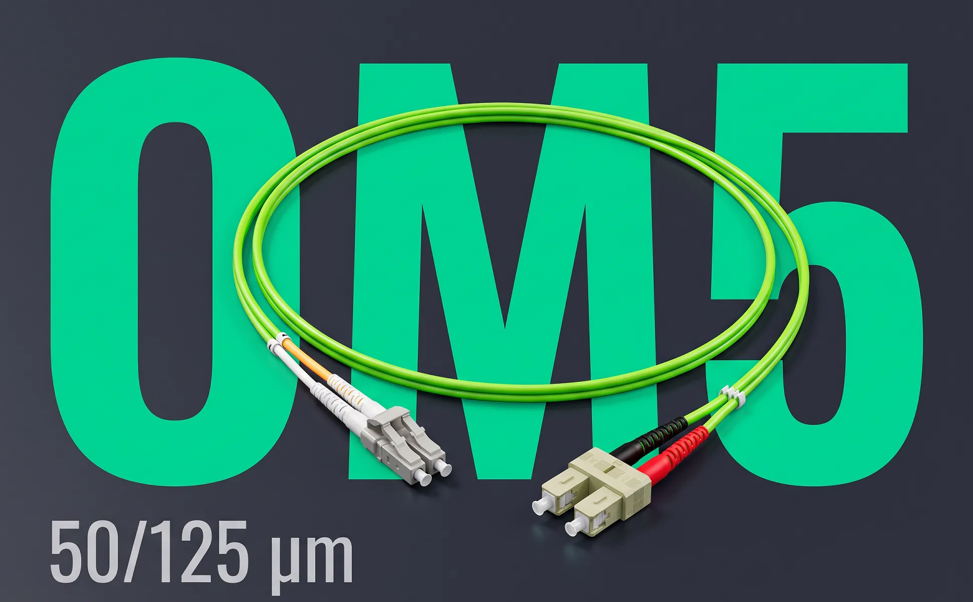 A+ Bild „Riesenzahl“ für LWL-Patchkabel LC/SC, 0,5 m im Stil Graphit-Poster: OM5, 50/125 µm