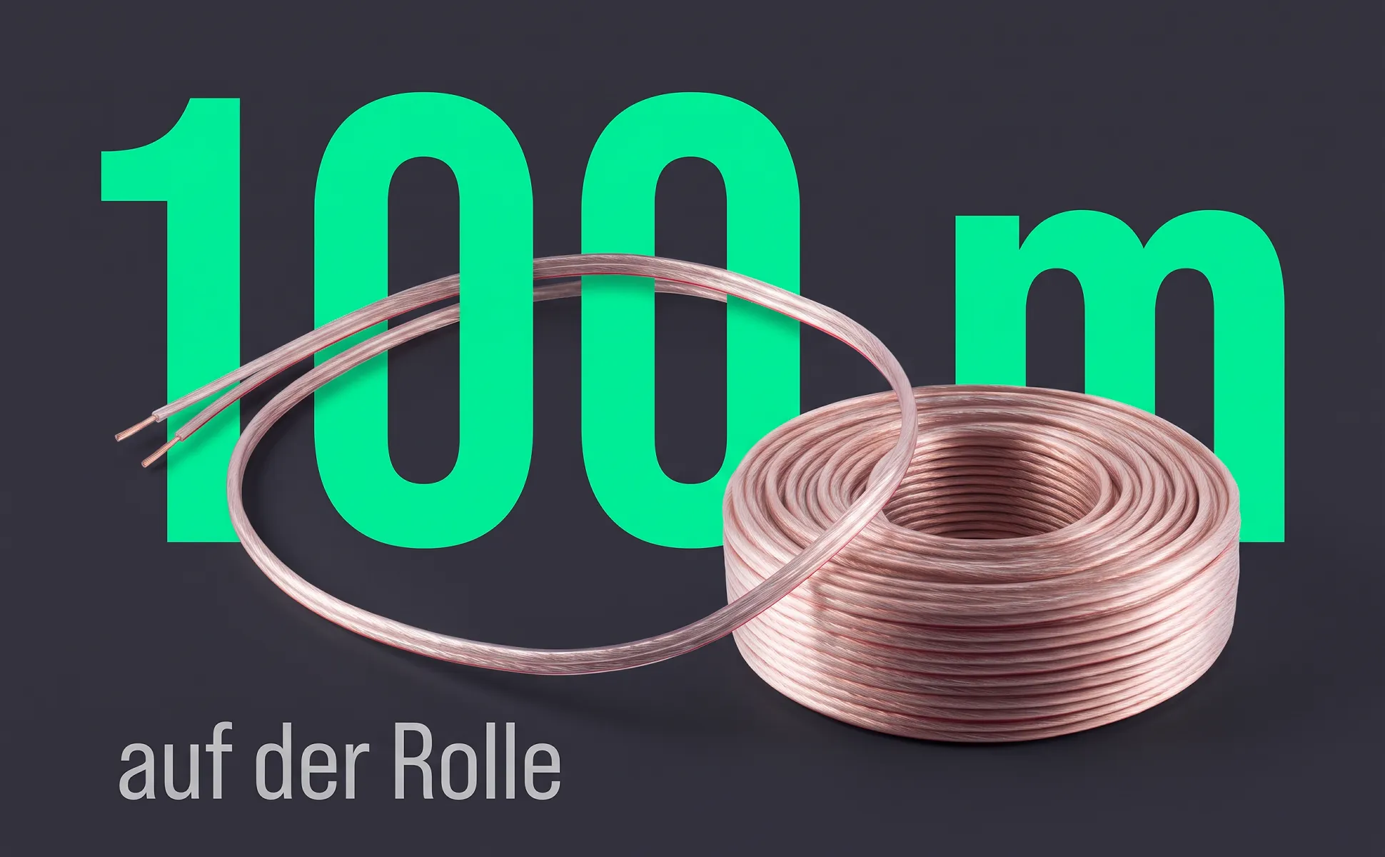 A+ Bild „Riesenzahl“ für Lautsprecherkabel, 100 m im Stil Graphit-Poster: 100 m, auf der Rolle