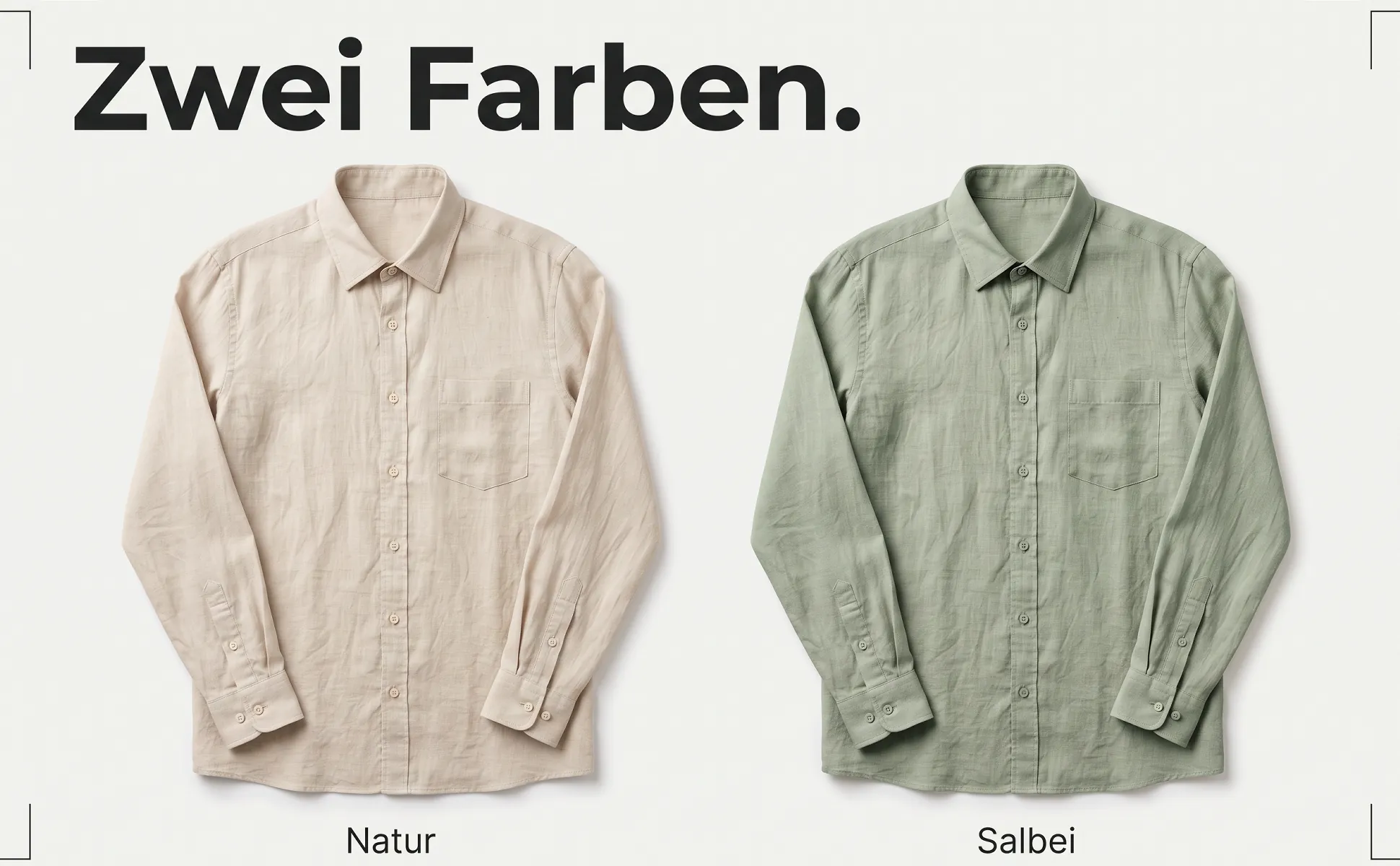 A+ Bild „Vergleich zweier Ausführungen“ für Leinenhemd im Stil Editorial: Zwei Farben., Natur, Salbei