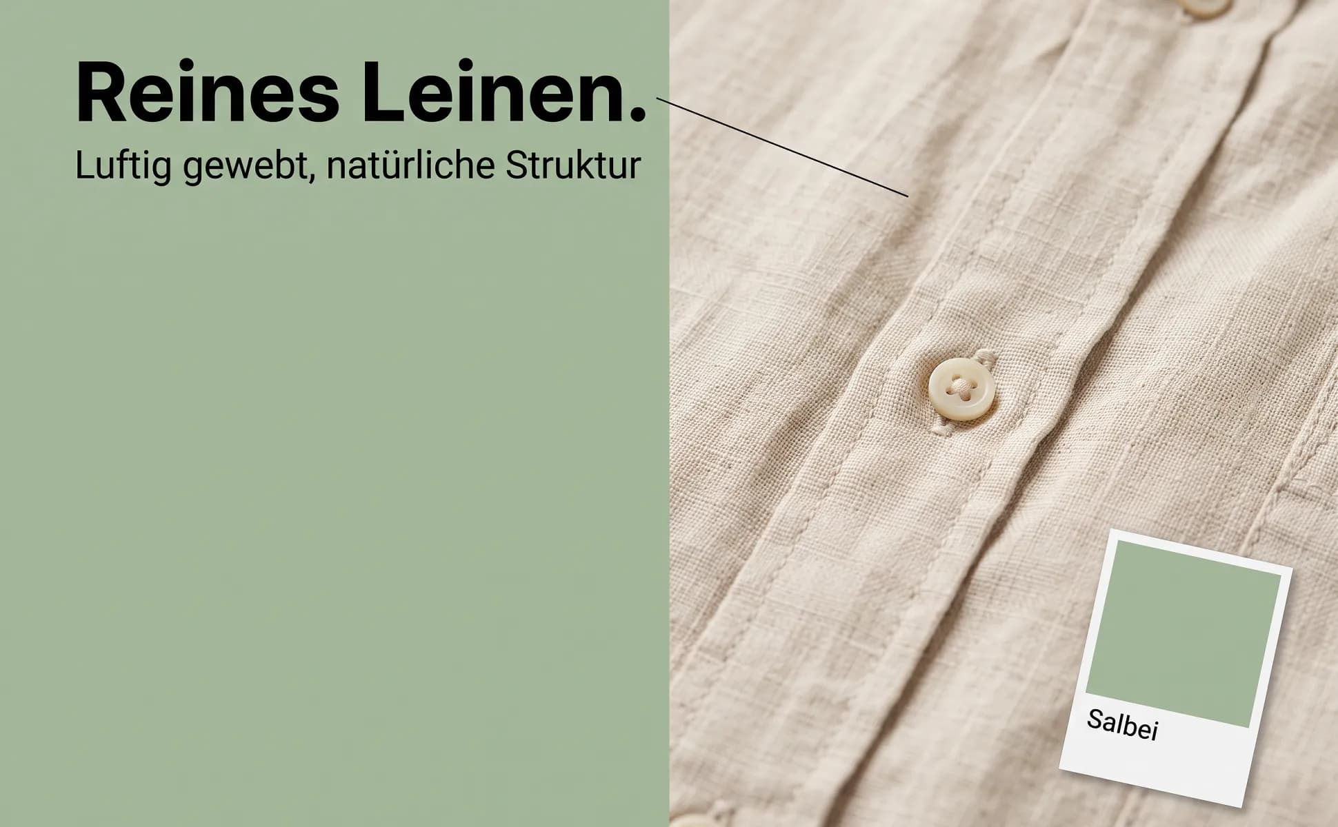 A+ Bild „Makro-Detail“ für Leinenhemd im Stil Farbkarte: Reines Leinen., Luftig gewebt, natürliche Struktur, Salbei