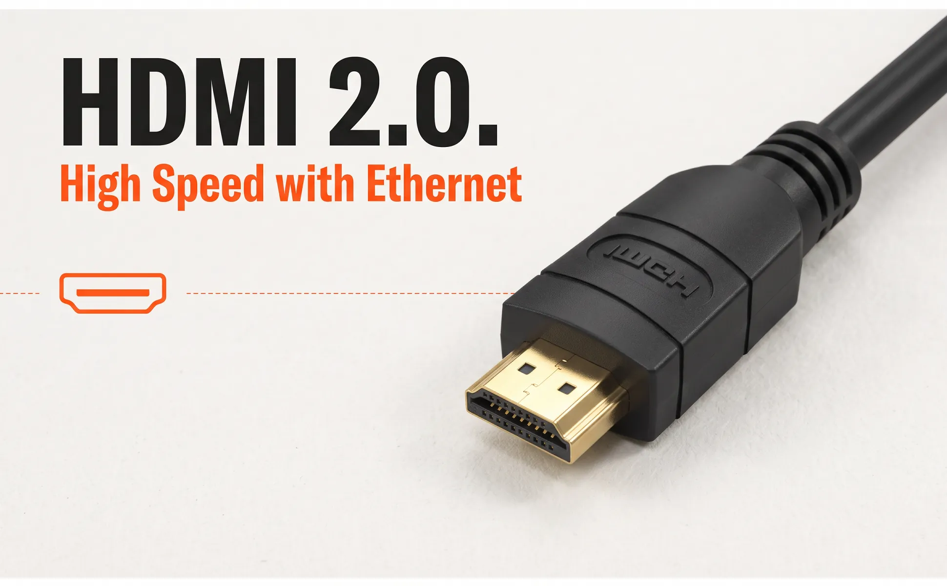 A+ image "Macro detail" for HDMI cable, 10 m in the Swiss poster style, German text: HDMI 2.0., High Speed with Ethernet